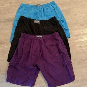 Vilebrequin Cargo Linen Shorts Size XXXL purple, black and blue